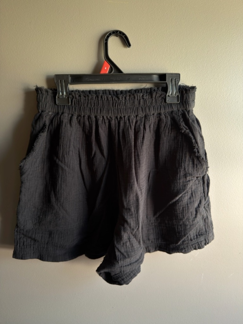 aerie Black High-Waist Smocked Casual Shorts